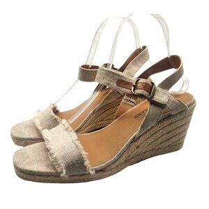 Lucky Brand Marceline Womens Size 8 Beige Espadrille Platform Sandal Frayed Trim